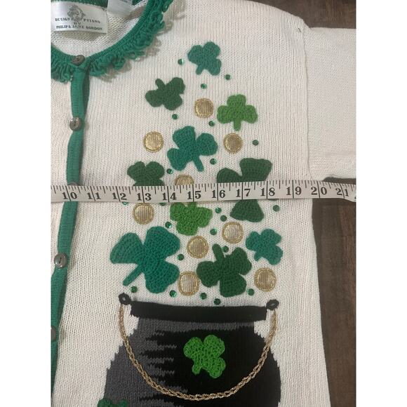 Vintage Phillip Jane Gordon Saint Patrick’s Day Holiday Sweater Shamrocks Size S - Picture 7 of 11